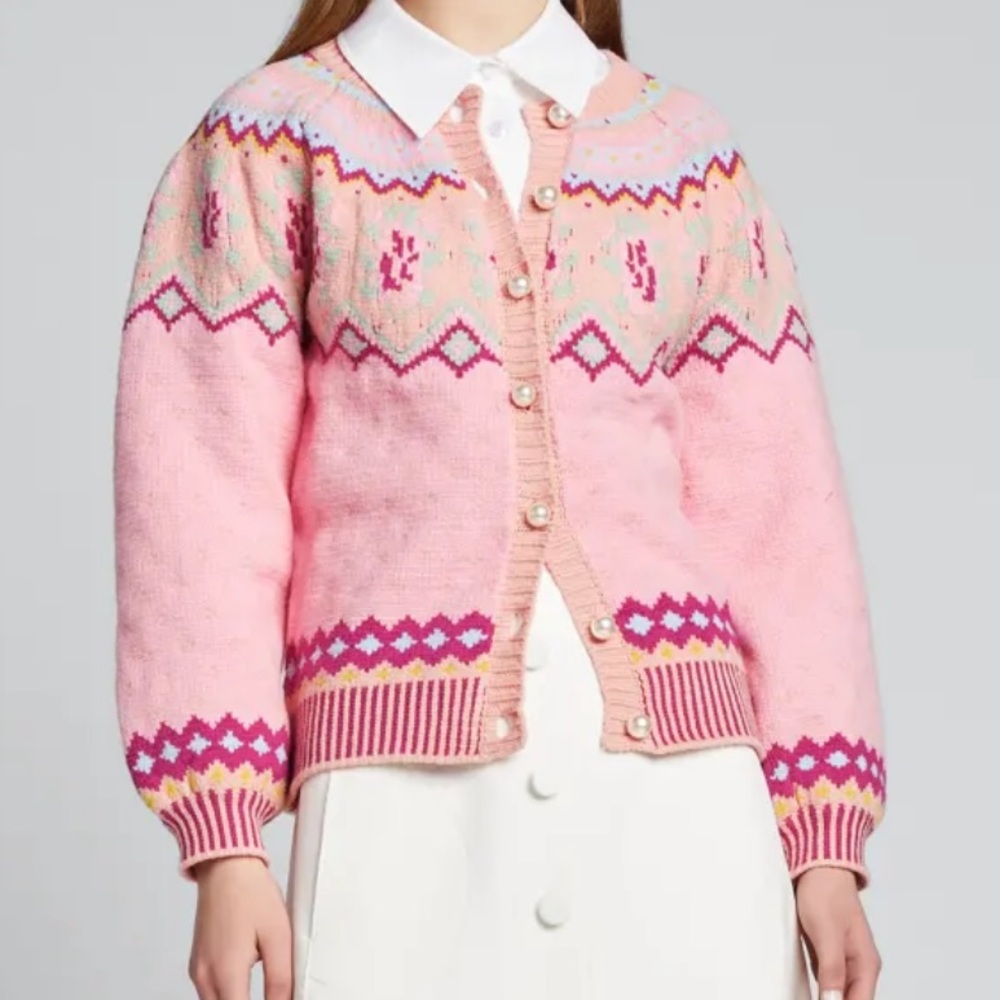 LoveShackFancy Pink Multicolor Cardigan